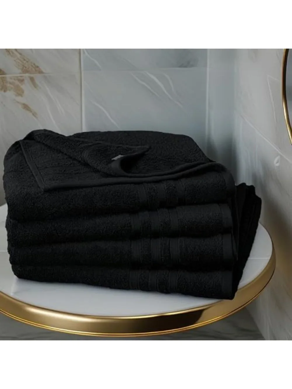 Luxury Black Bath Towels Set - 4 Soft, Absorbent 27x54 Inch Towels for Spa
